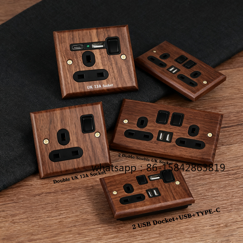 Home Improvement Uk - Black Walnut Wood Panel Brass Lever