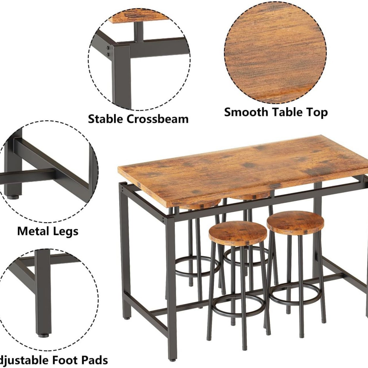 Dining table and chairs five-p - Home Improvement Kitchen Set บทวิจารณ์และราคา