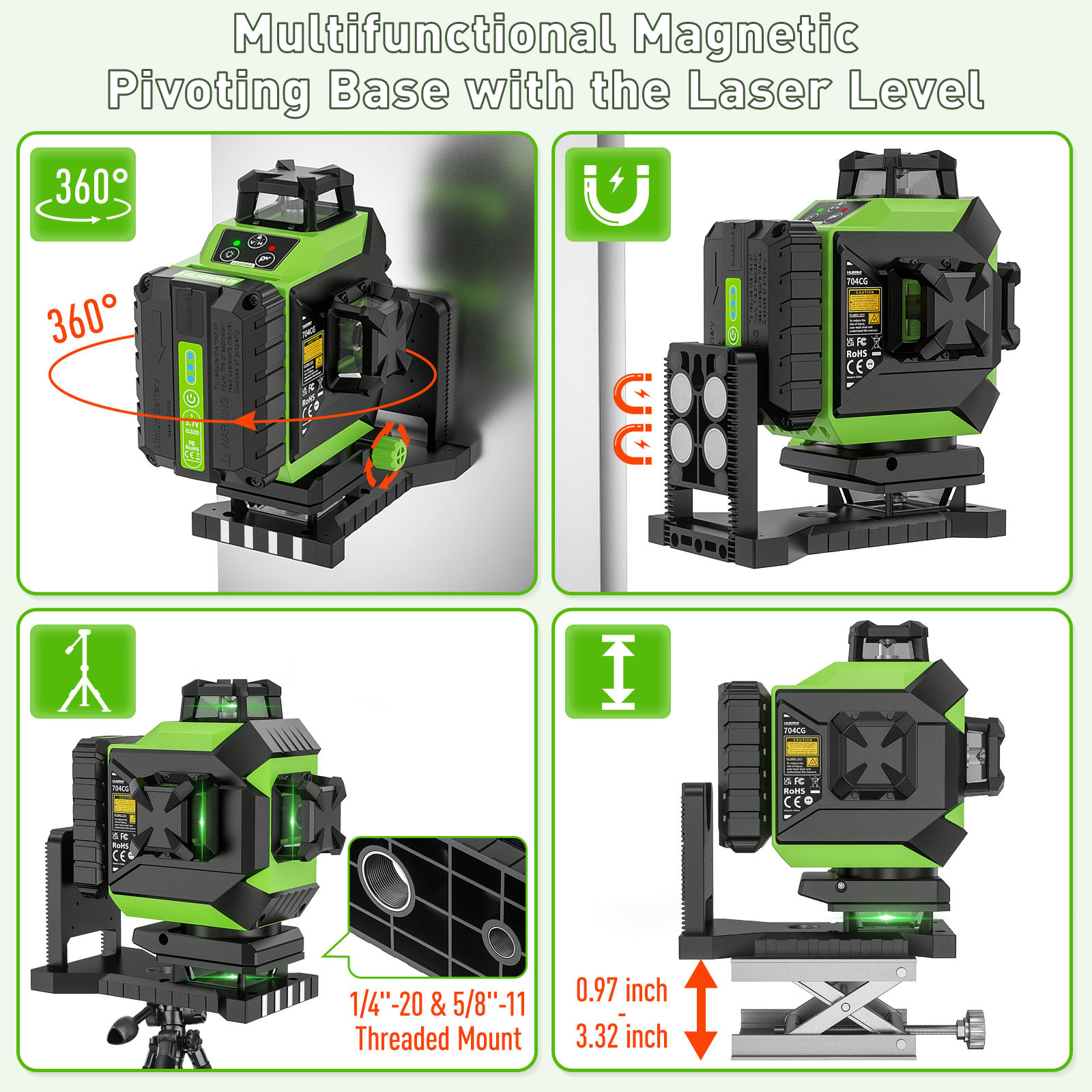 Huepar 704CG Digital 4D 16-Lin - Level Laser Line บทวิจารณ์และราคา