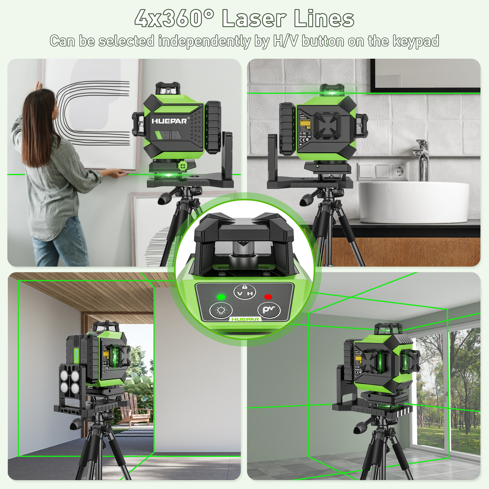 Huepar 704CG Digital 4D 16-Lin - Level Laser Line บทวิจารณ์และราคา