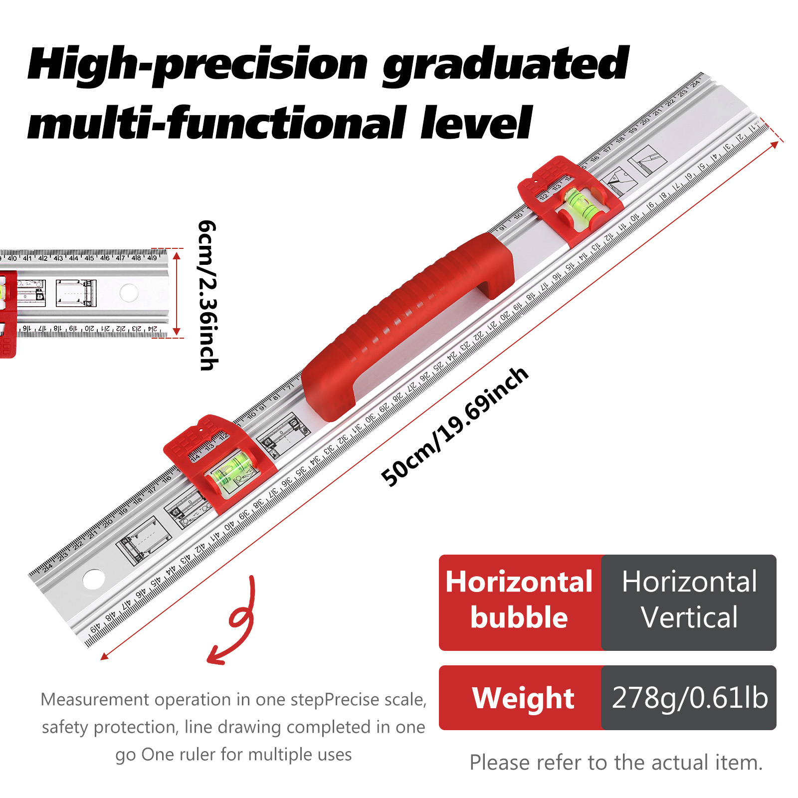 19.7inch Level Ruler Aluminum  - Home Improvement Guide บทวิจารณ์และราคา